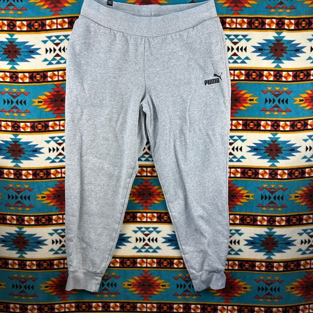 Puma Sweatpants Joggers Comfy Lounge Activewear Heather Gray‎ Large